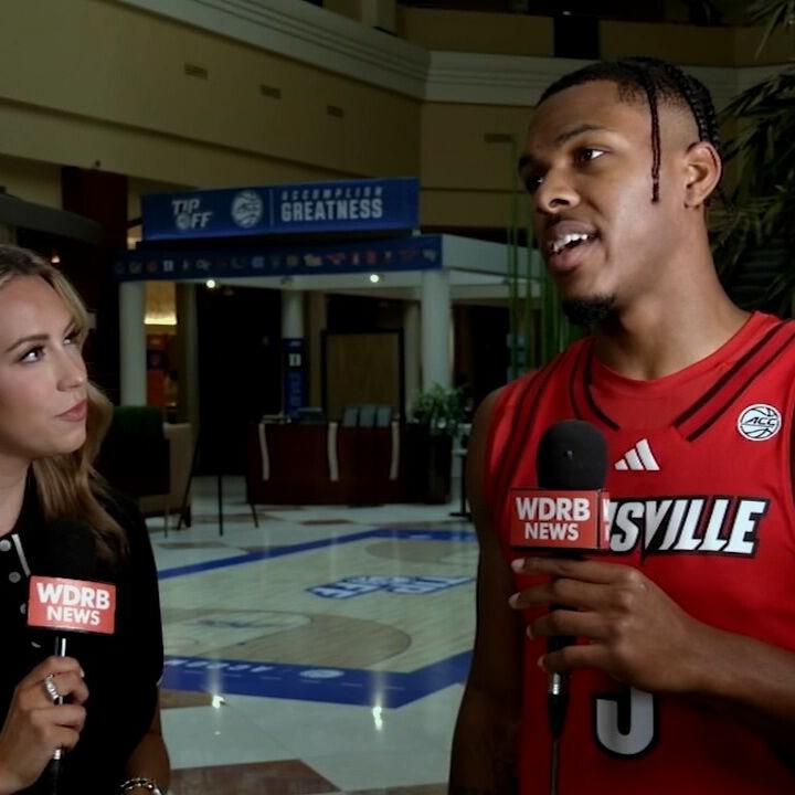 WDRB's Haley Schoengart catches up with UofL guard Ryan Conwell at ACC Media Day